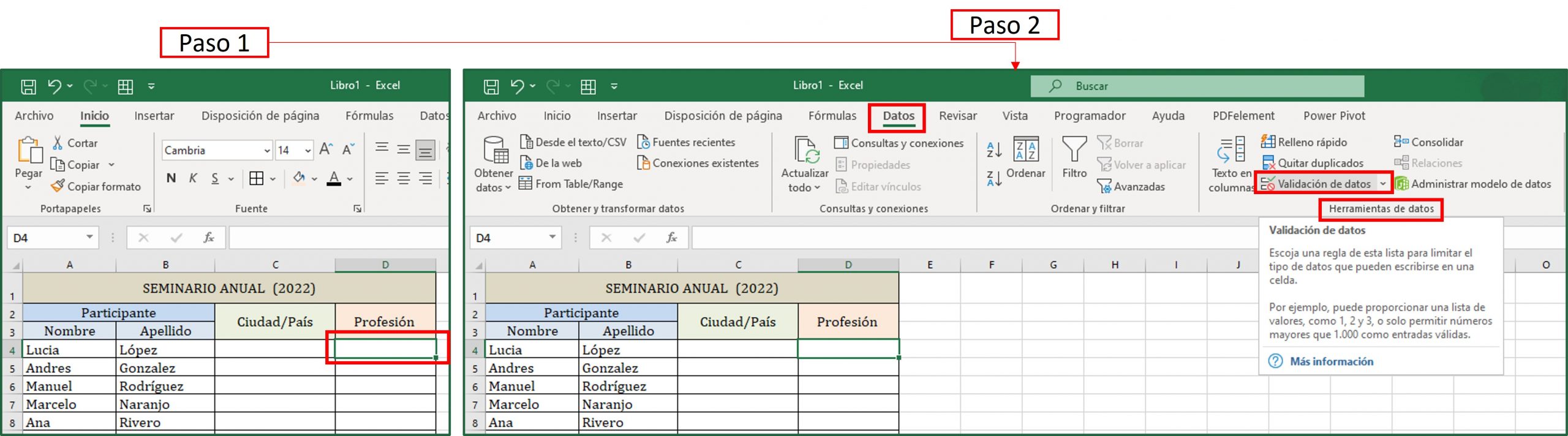 lista desplegable en Excel