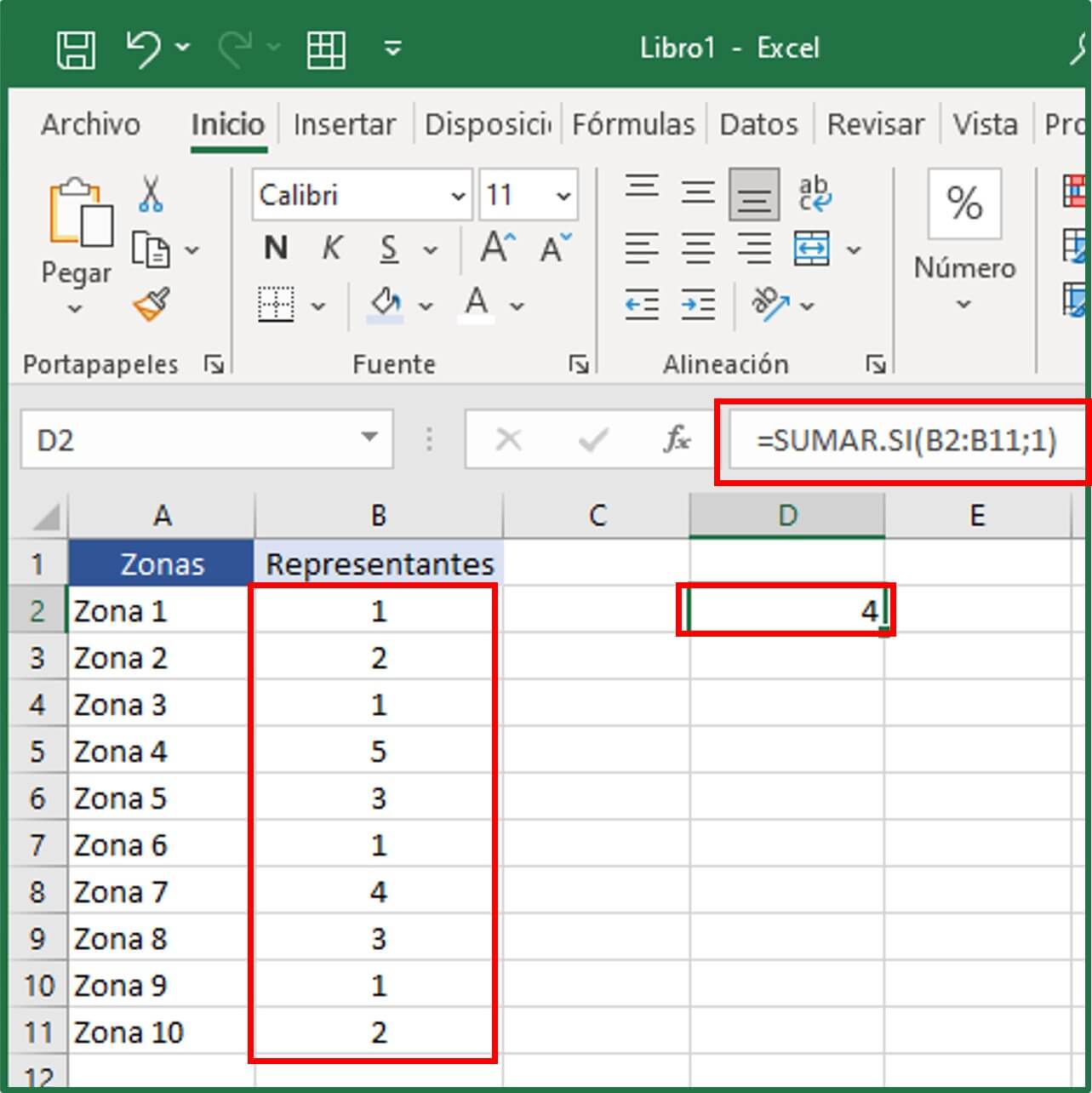 SUMAR.SI en Excel